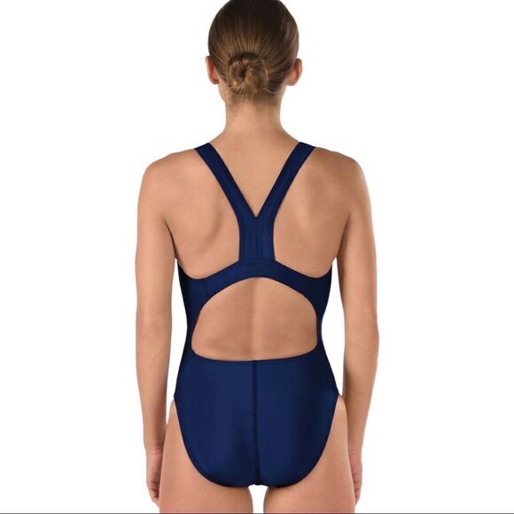 Speedo Women’s Performance Navy Moderate Ultraback PowerFLEX One Piece Swimsuit - Picture 3 of 11